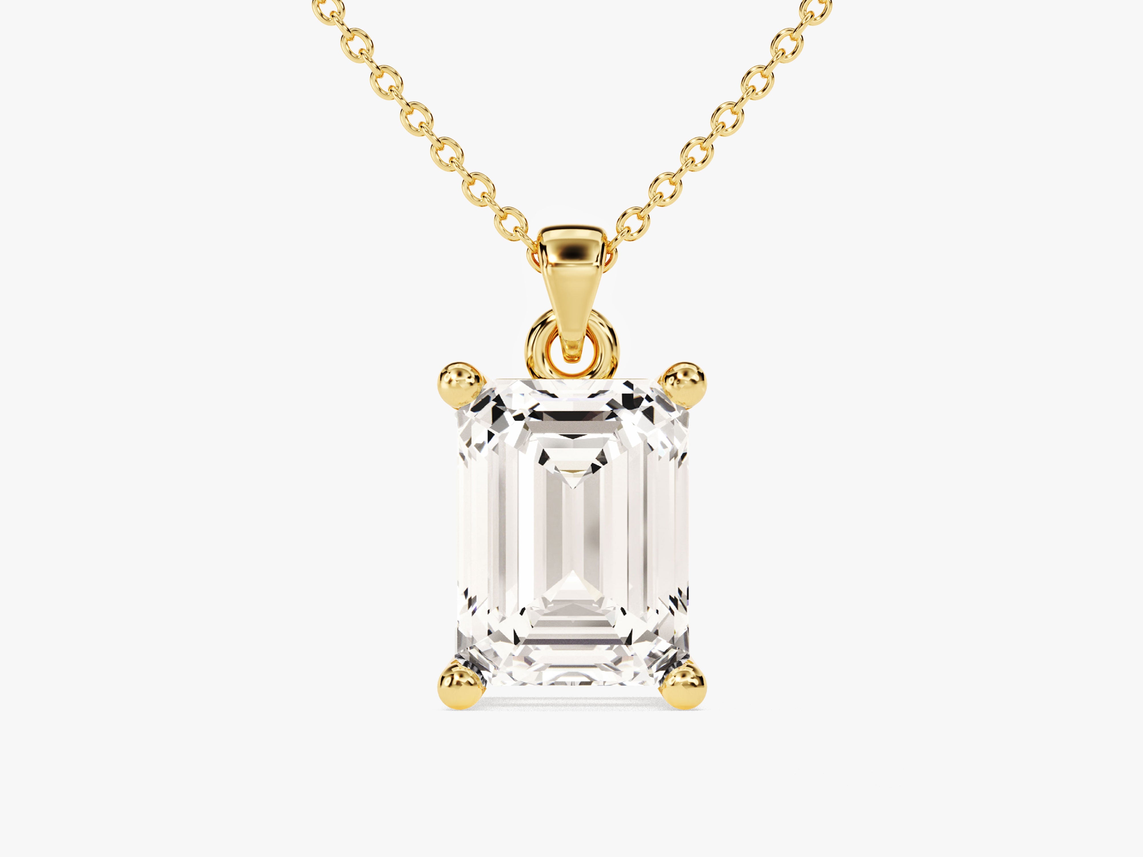 Emerald cut diamond pendant necklace in 14k gold
