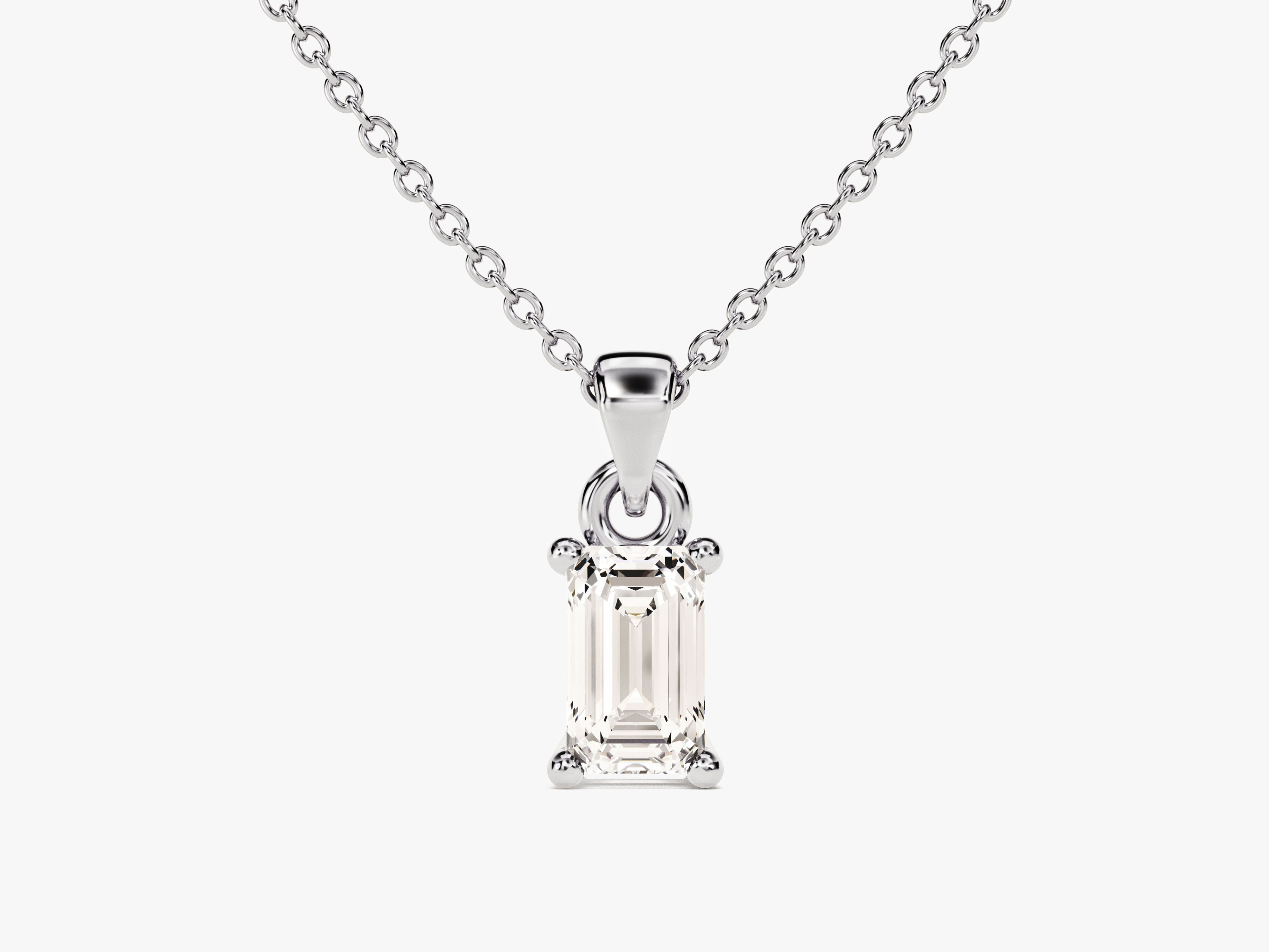 Emerald cut diamond solitaire pendant necklace jewelry