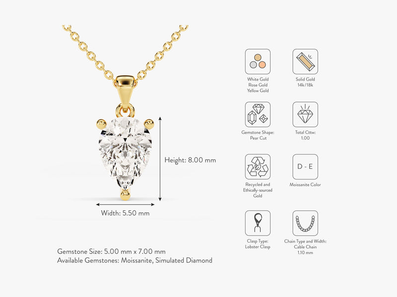 Pear Cut Solitaire Pendant (1.00 CT)