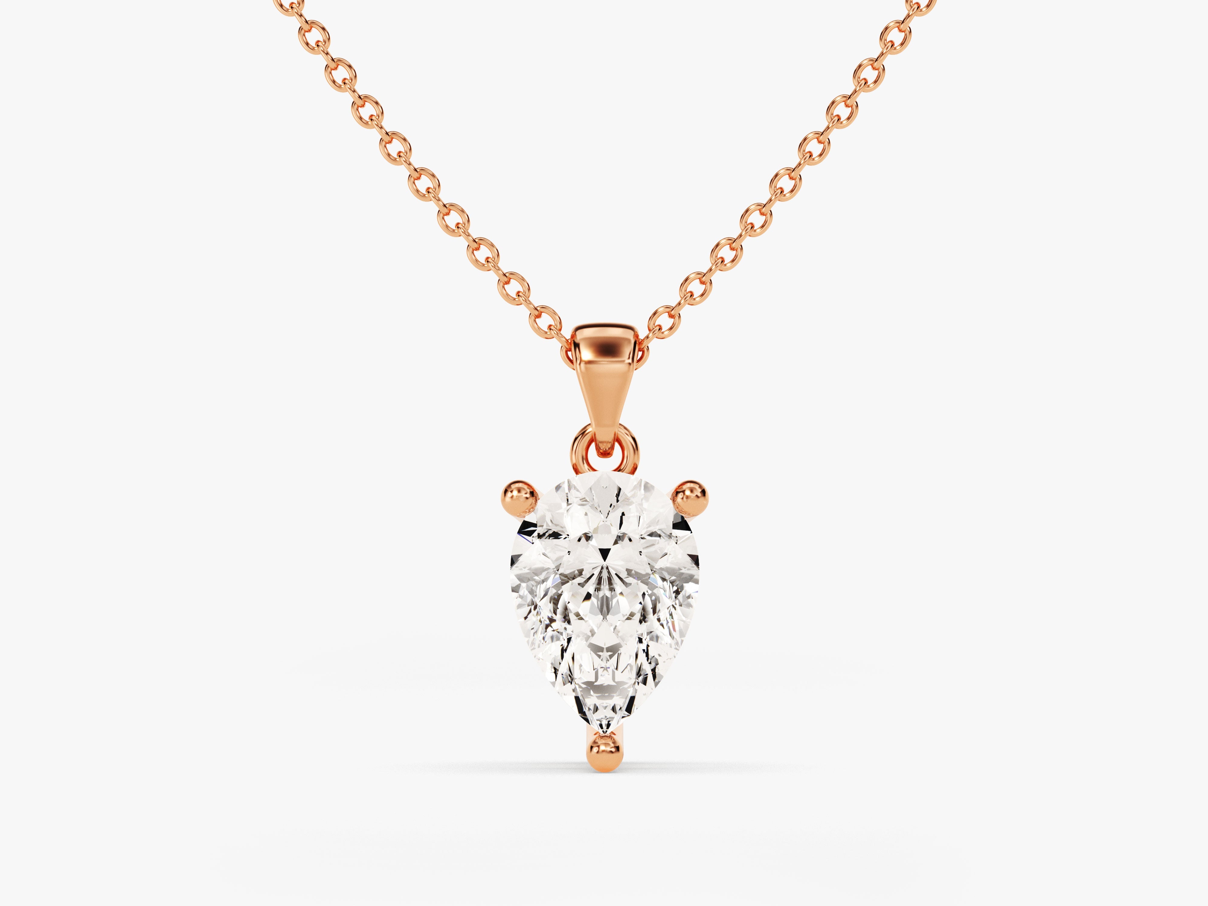 Rose gold pear diamond pendant necklace jewelry