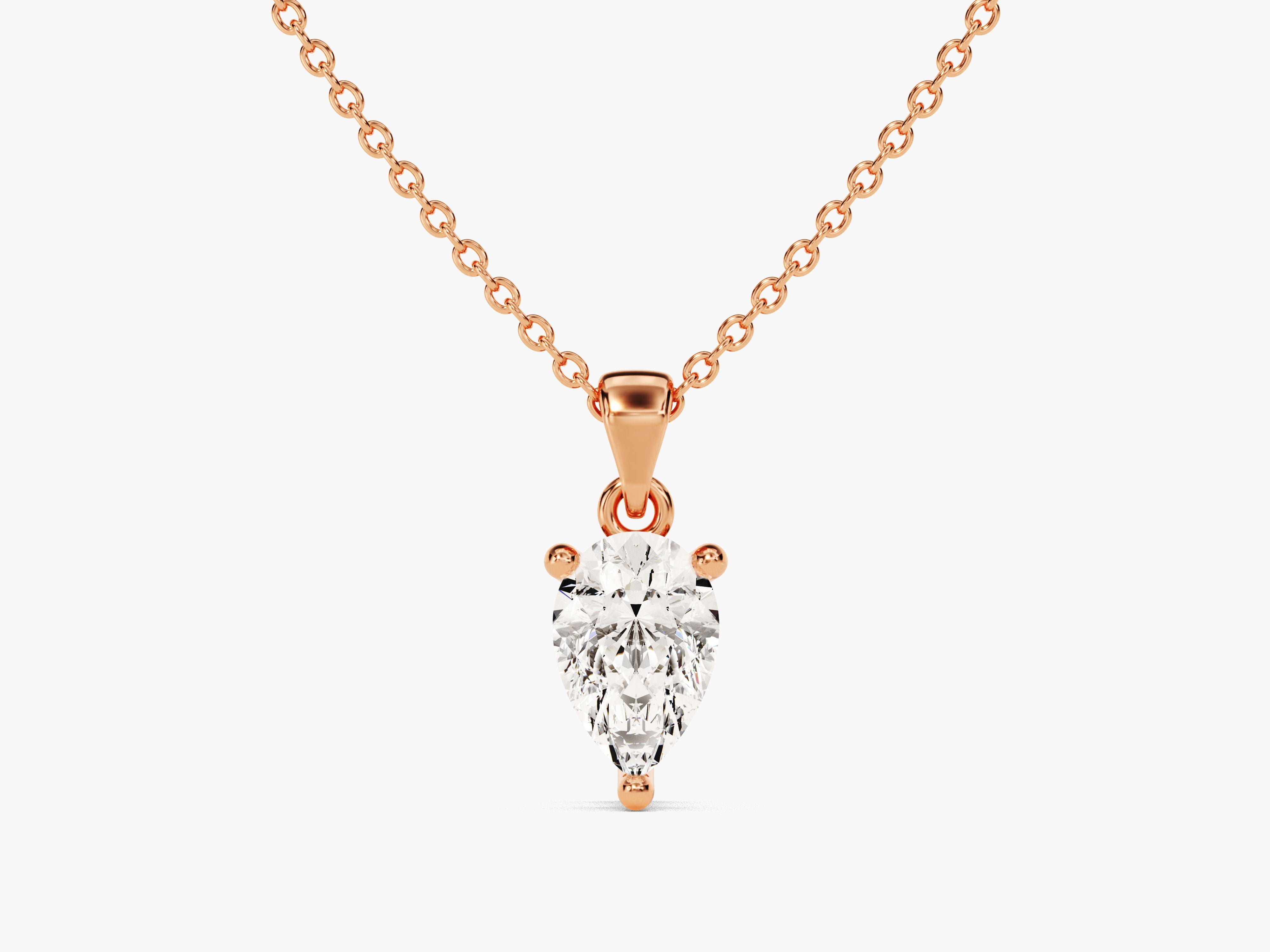 Rose gold pear cut diamond pendant necklace jewelry