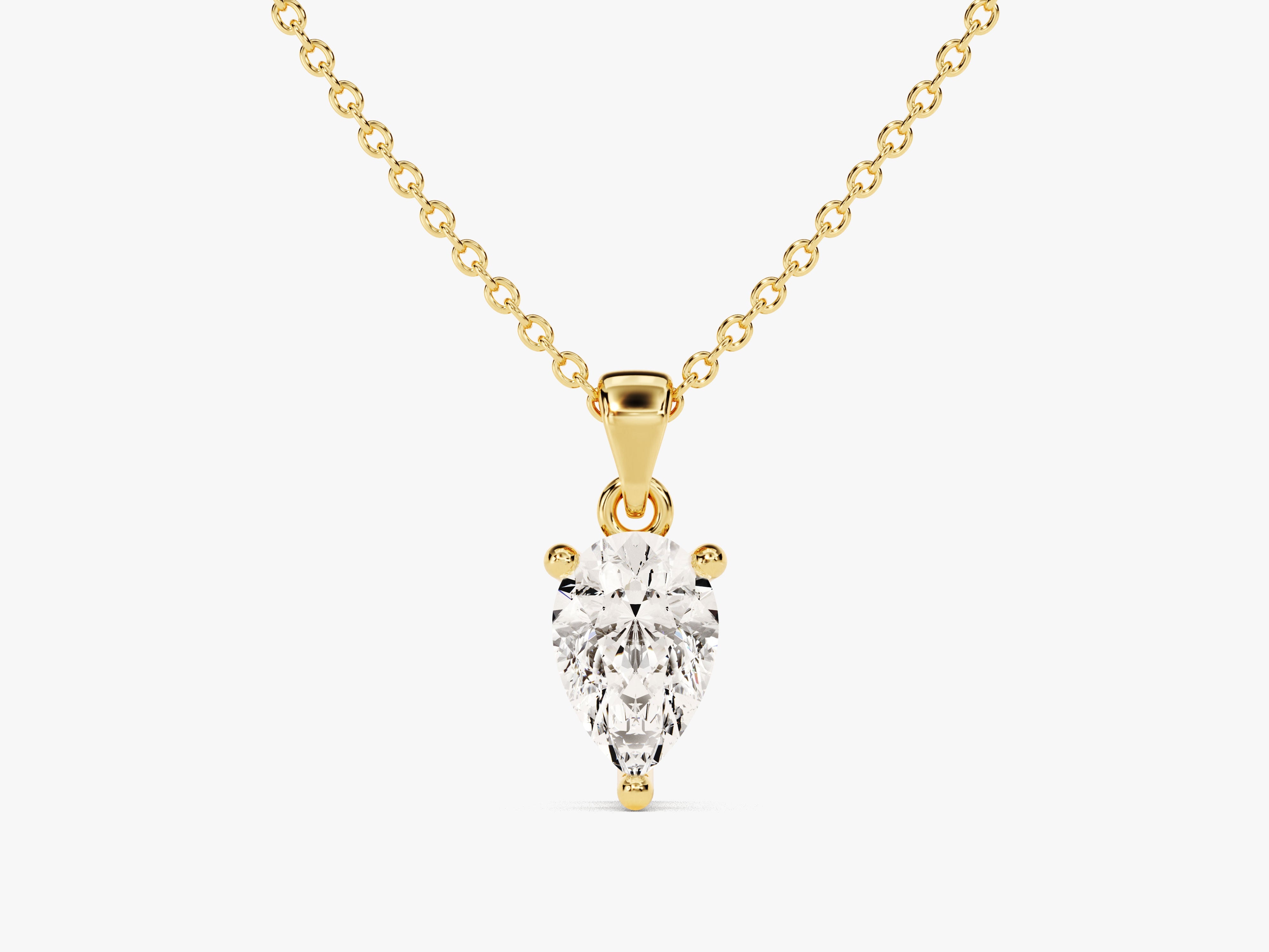 Gold necklace with pear-shaped diamond pendant jewelry