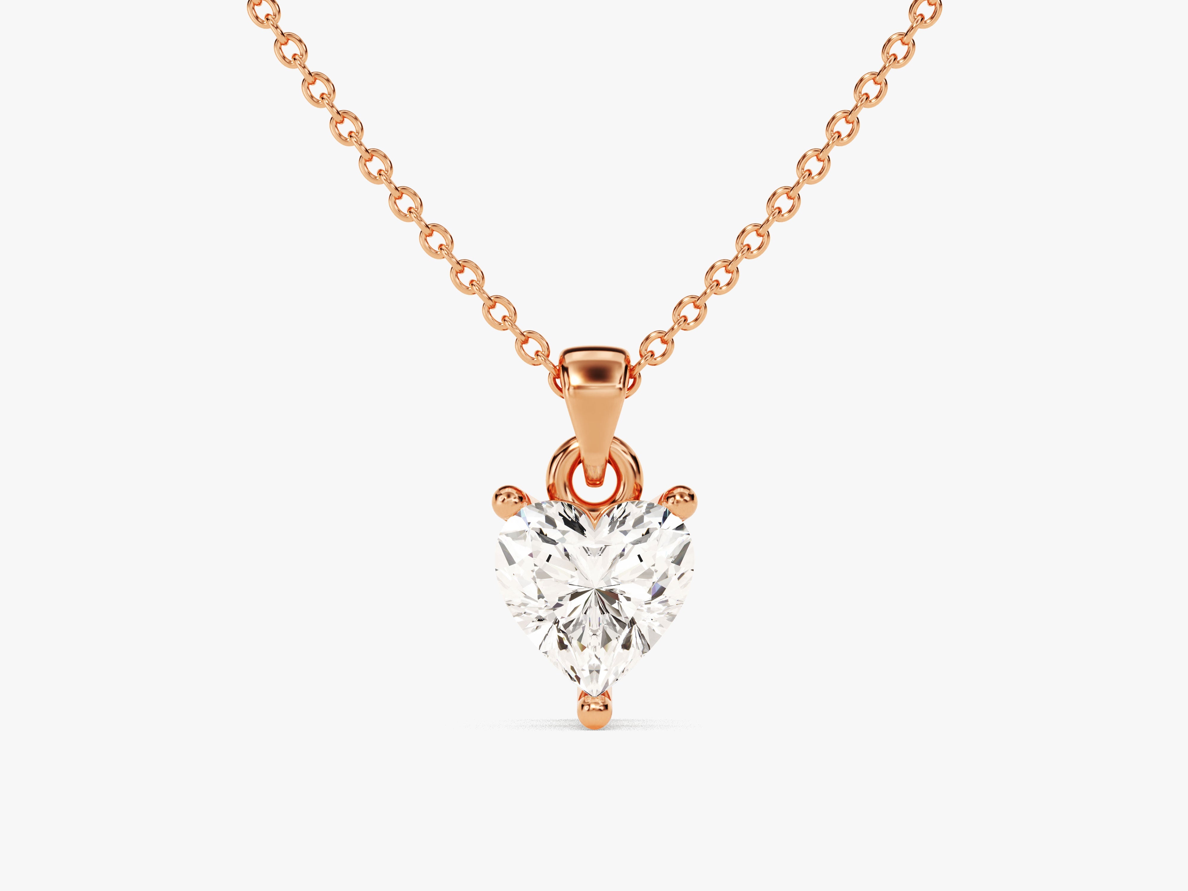 Rose gold necklace with a heart-shaped diamond pendant