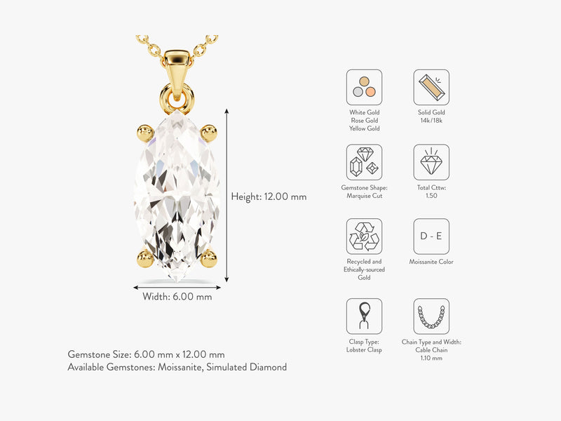 Marquise Cut Solitaire Pendant (1.50 CT)