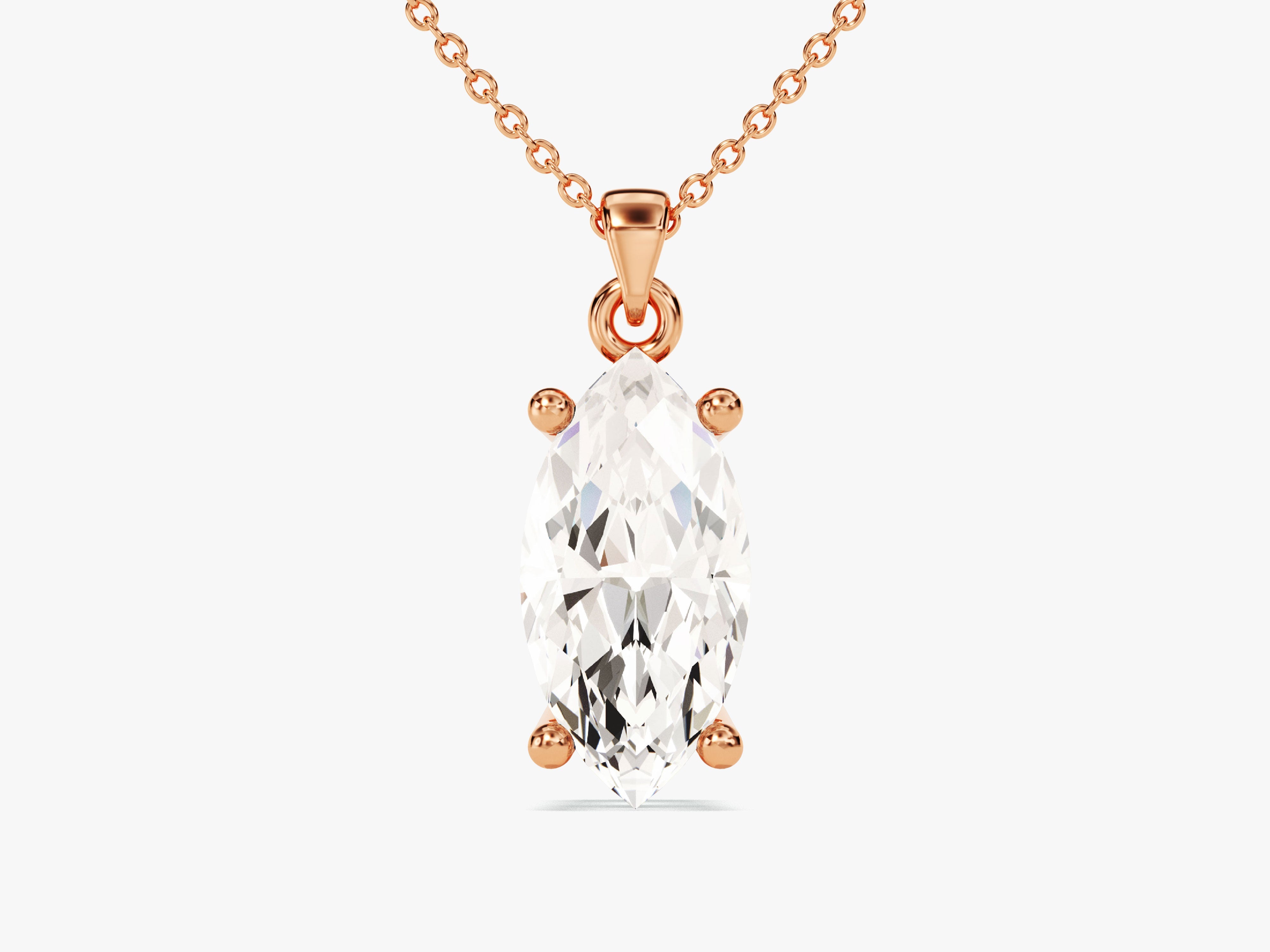 Marquise diamond pendant necklace in rose gold