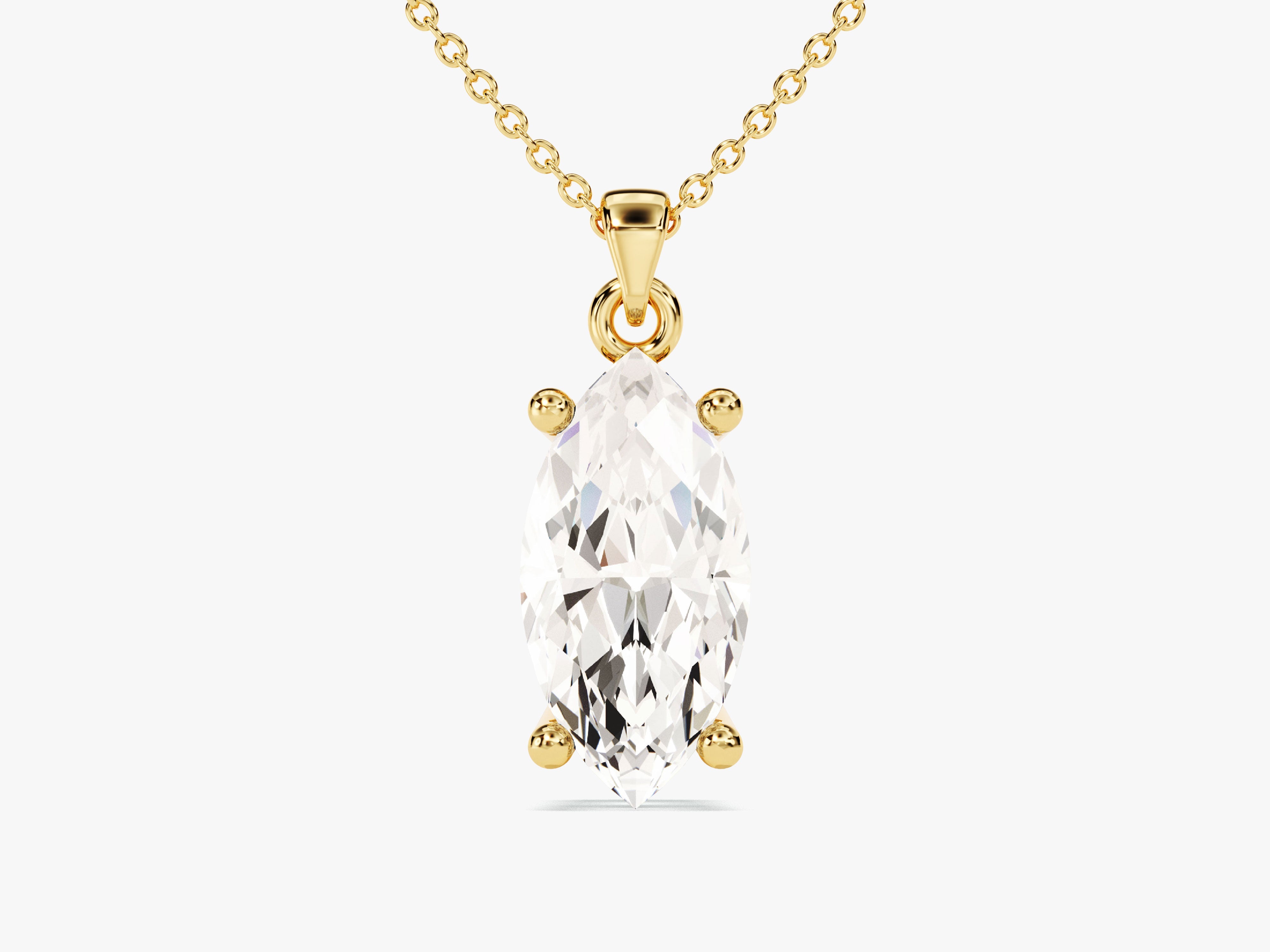 Marquise diamond pendant necklace in 14k yellow gold