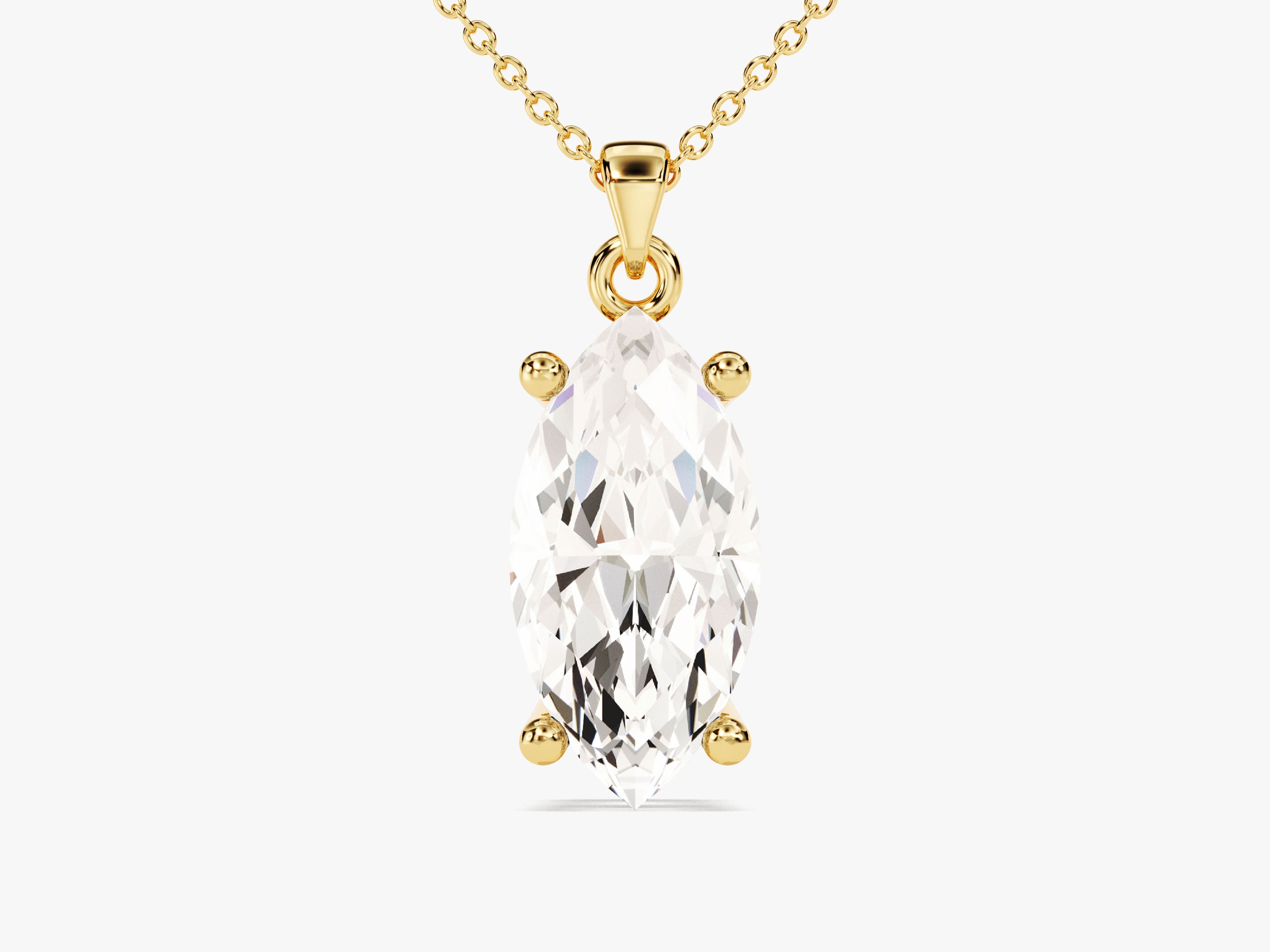 Marquise diamond pendant necklace in 14k gold
