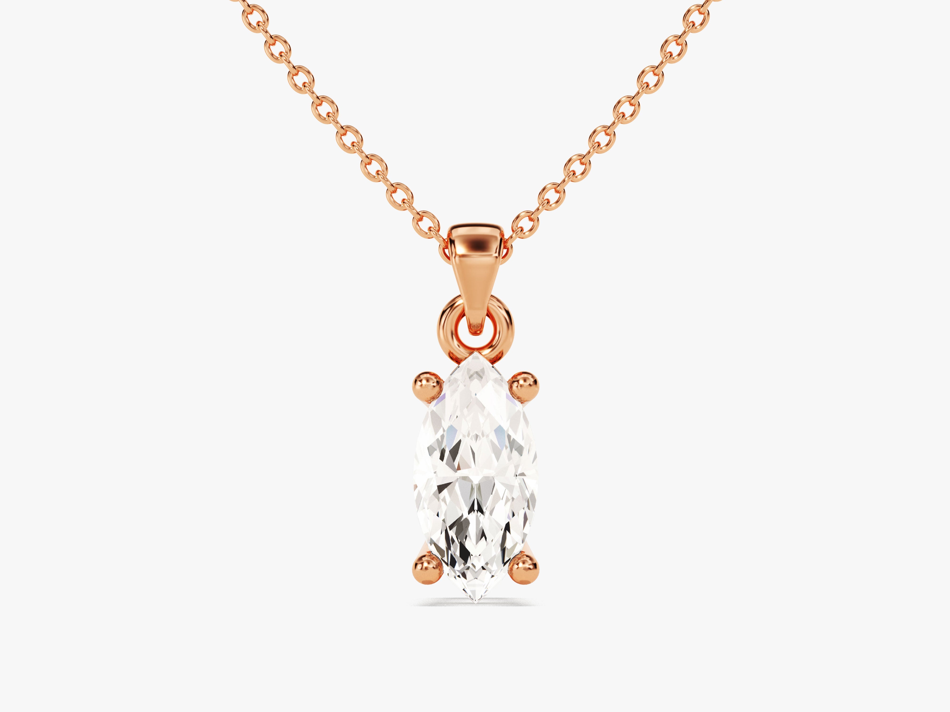 Marquise diamond pendant necklace in rose gold by jewelry firm