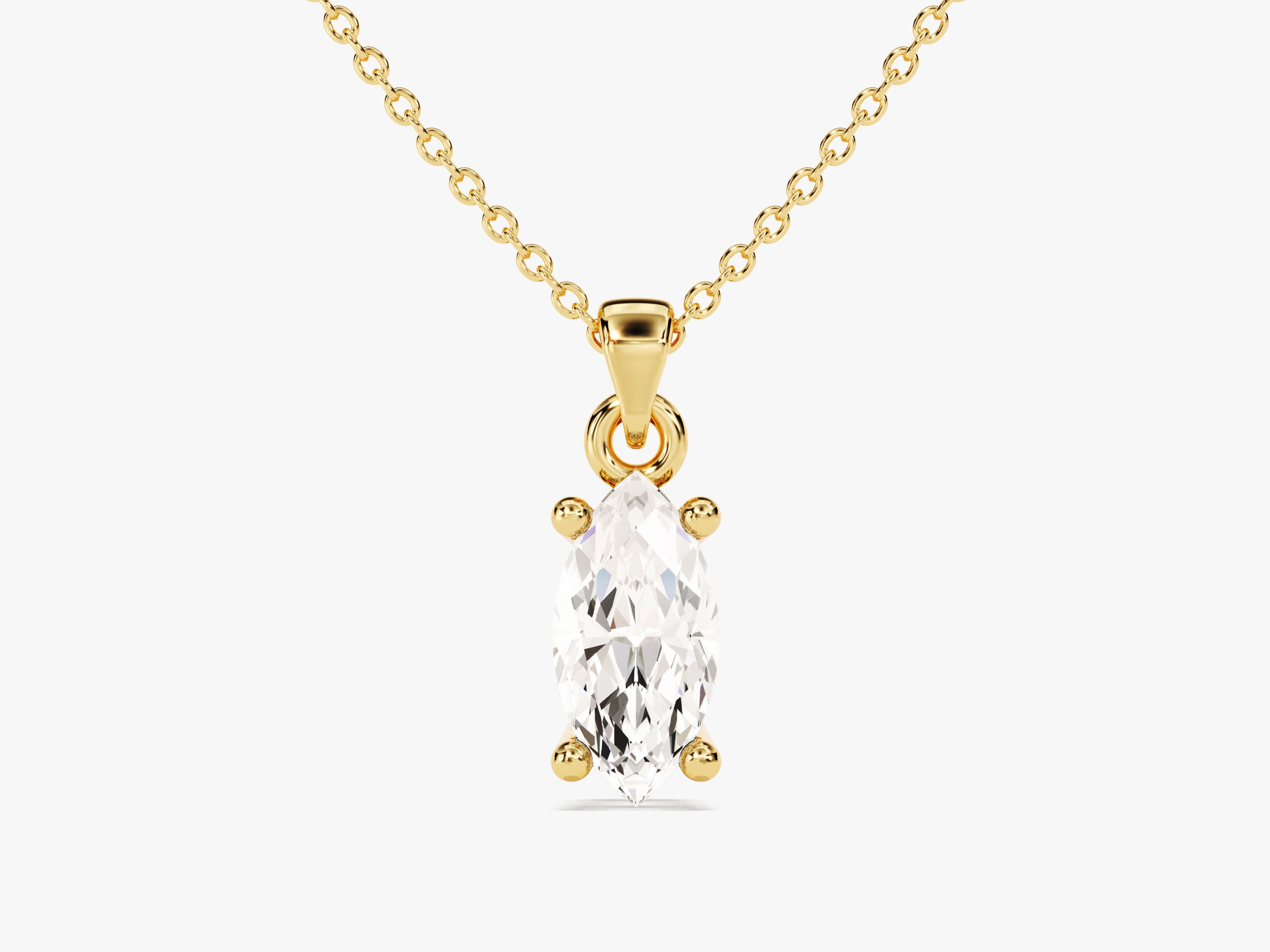 Gold necklace with marquise diamond pendant jewelry