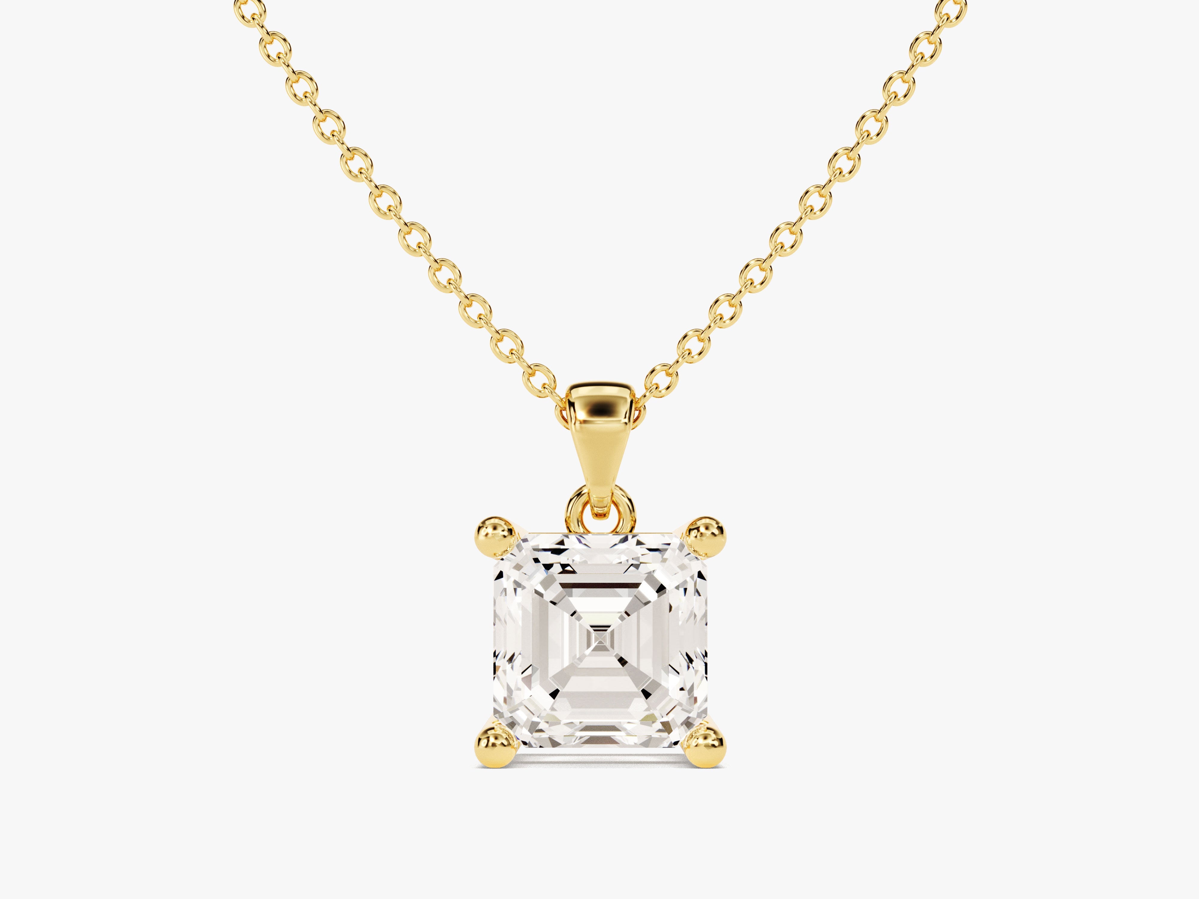 Gold necklace with asscher cut diamond pendant