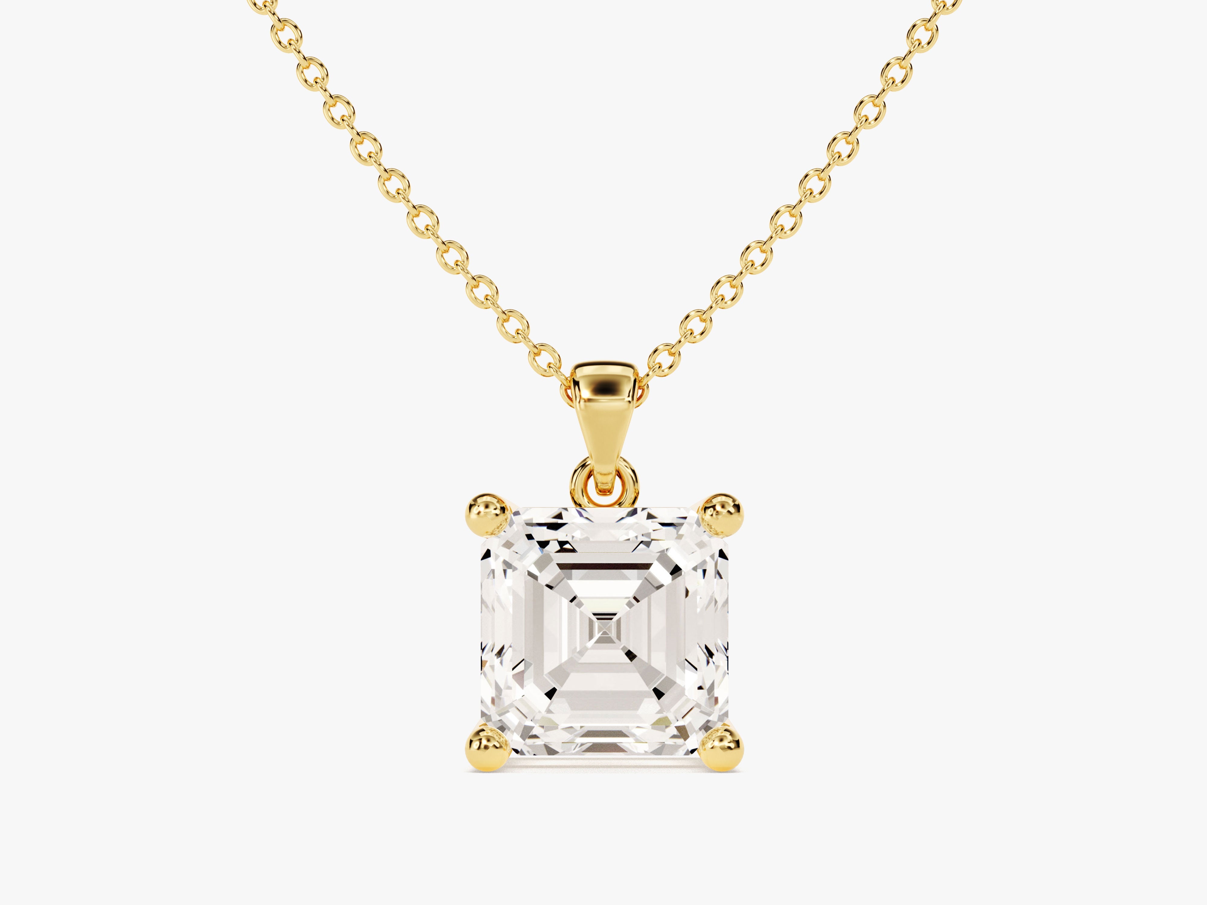 Gold necklace with asscher cut diamond pendant jewelry