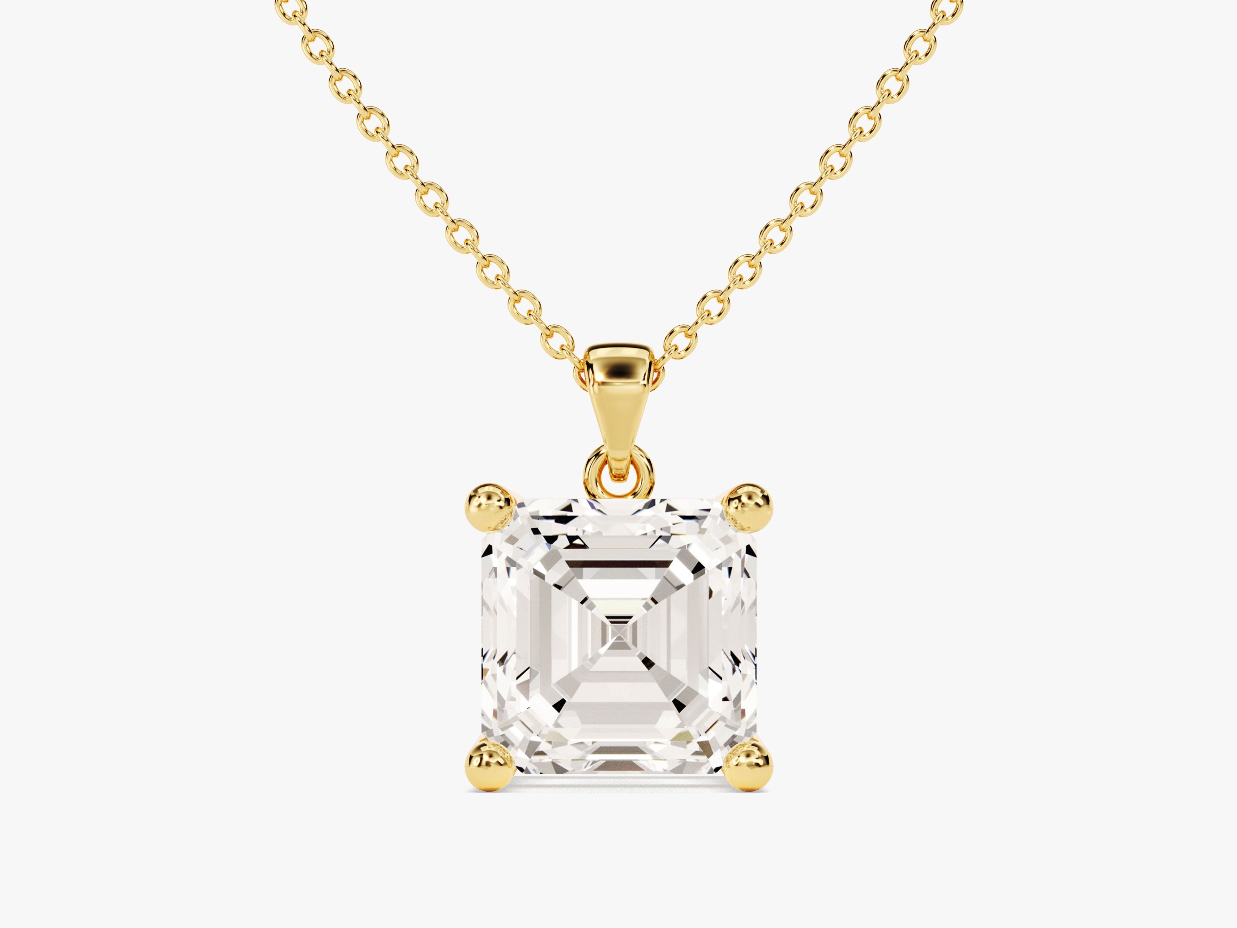 Gold necklace with asscher cut diamond pendant