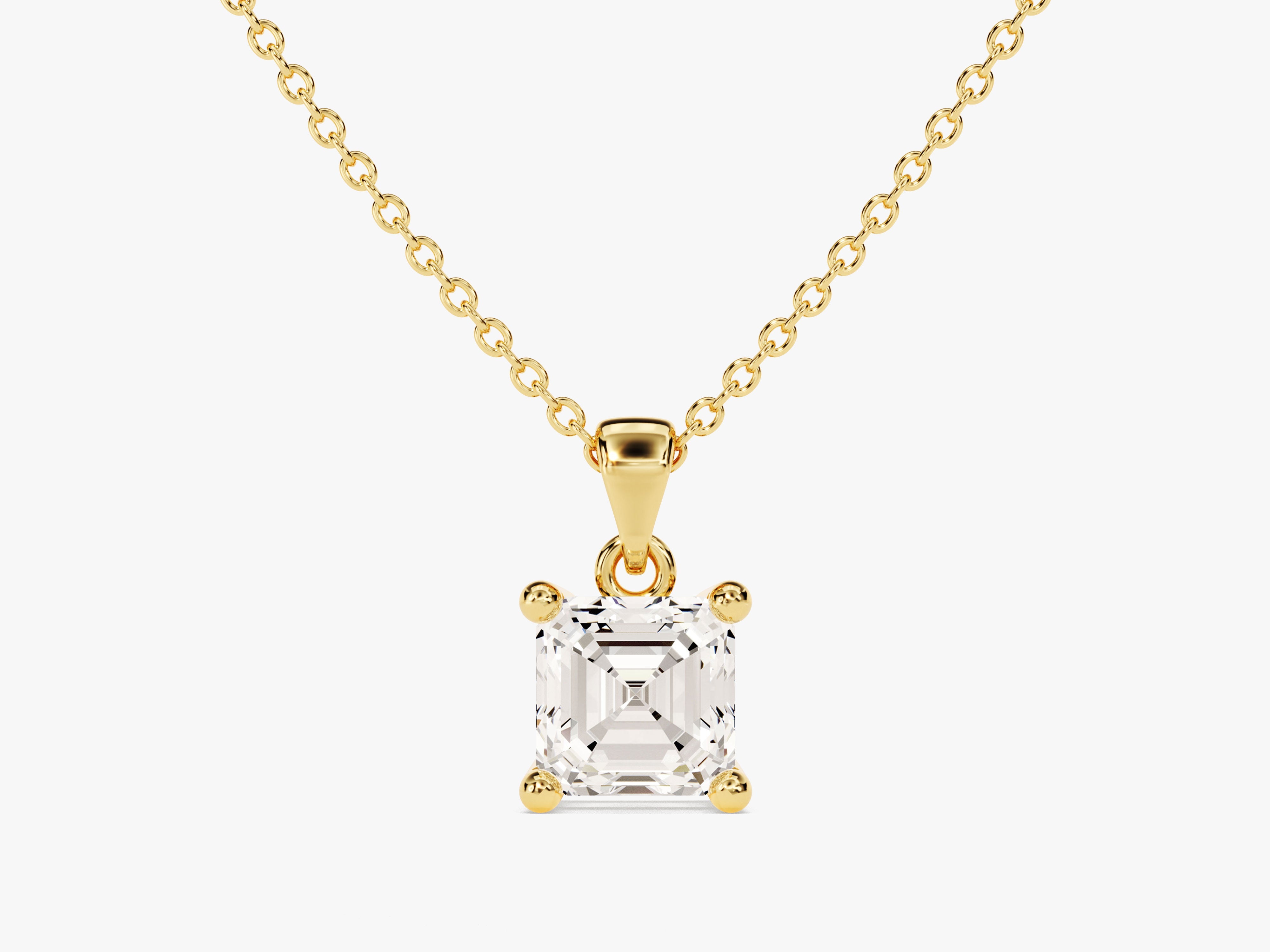 Gold necklace with asscher cut diamond pendant jewelry