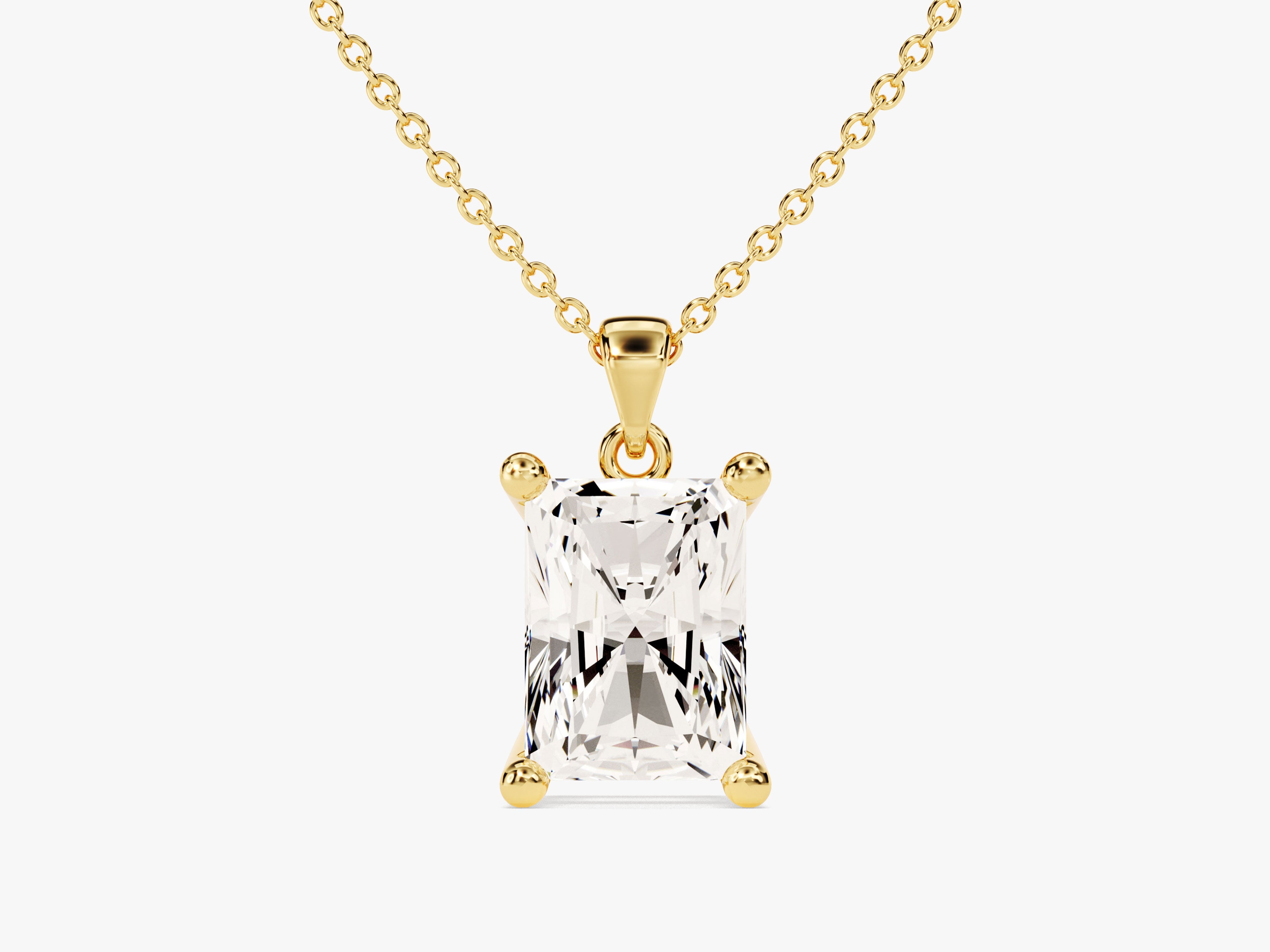 Gold necklace with radiant cut diamond pendant jewelry