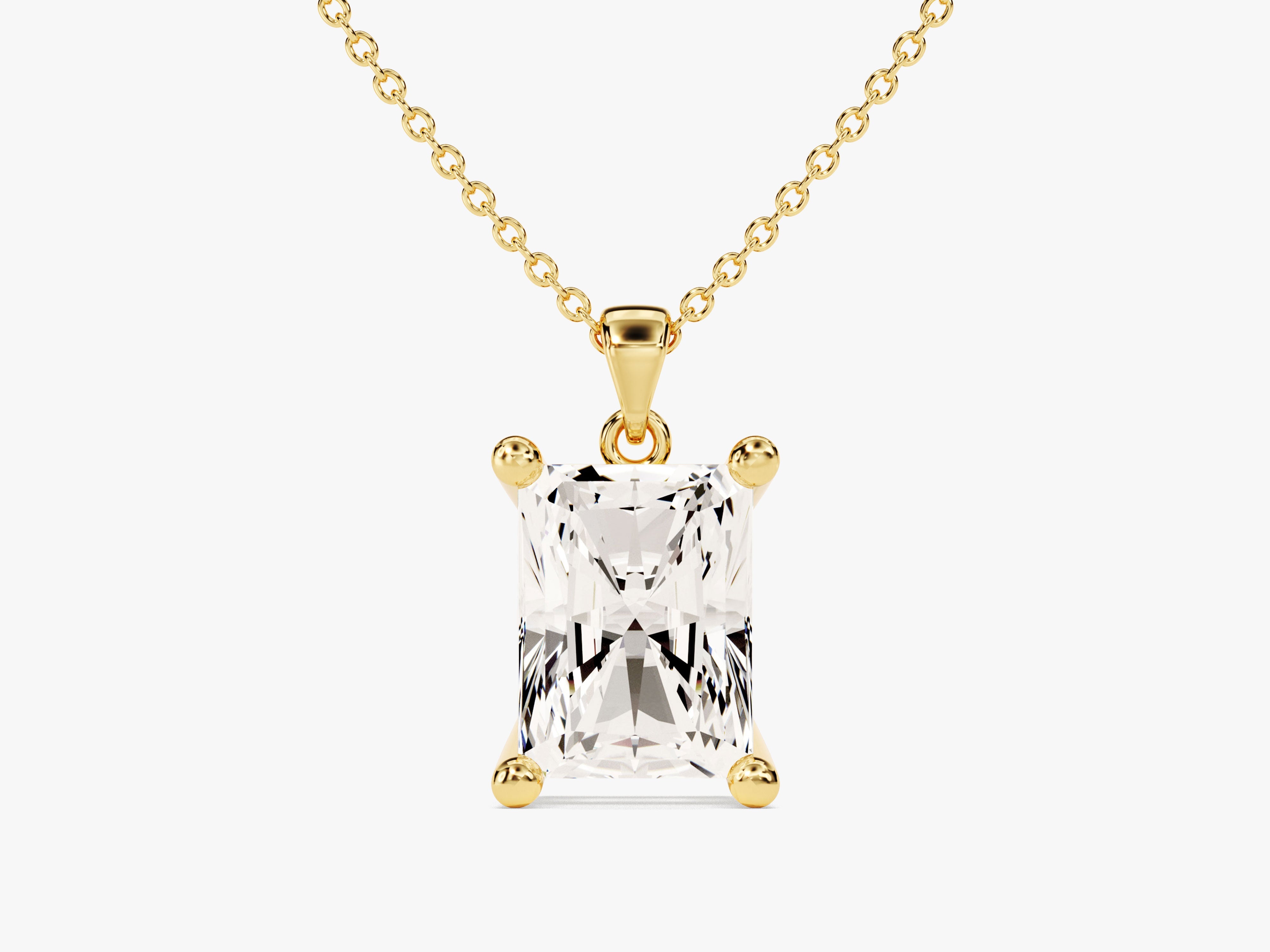 Gold necklace with radiant cut diamond pendant jewelry