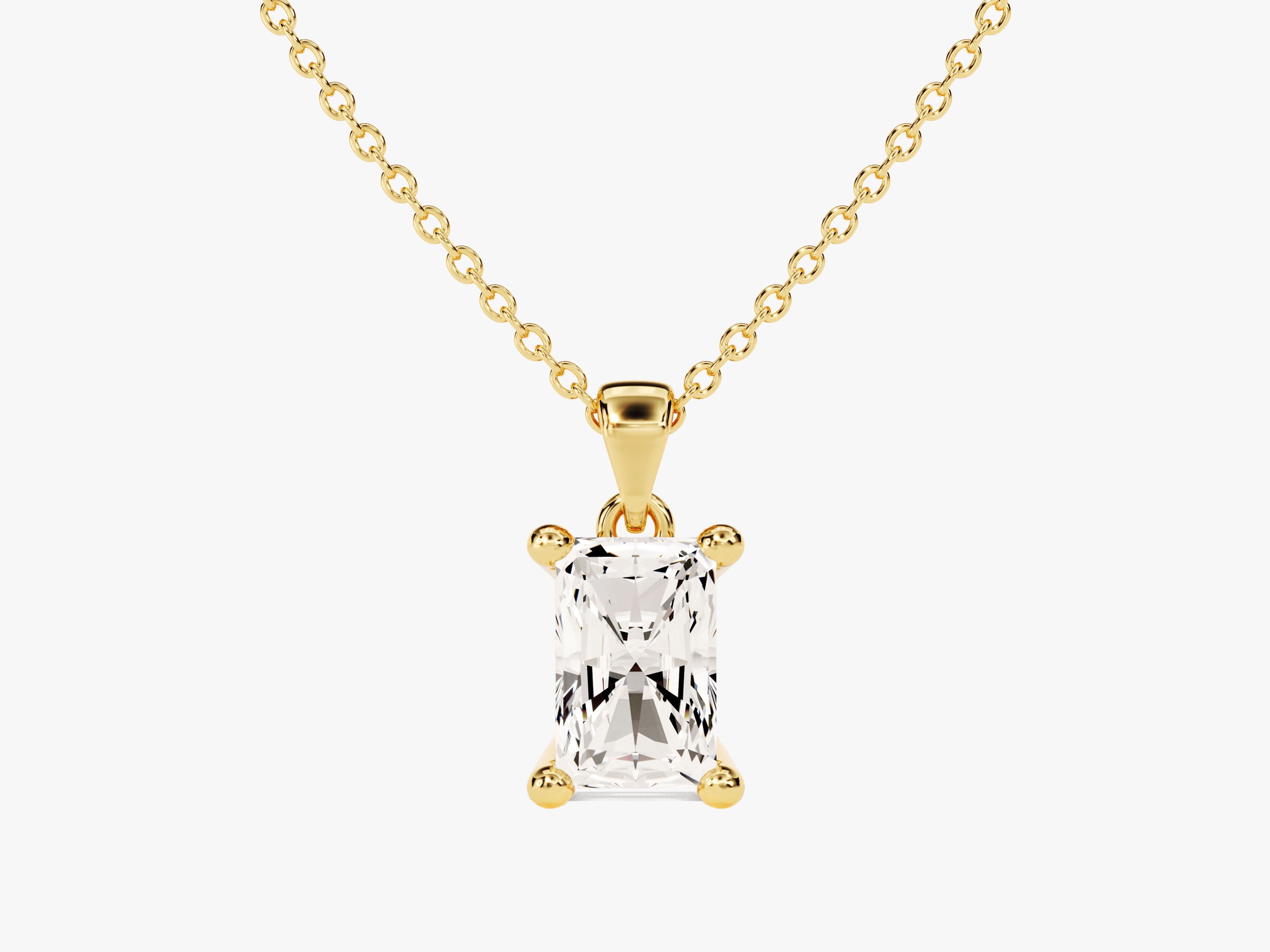 Gold necklace with radiant cut diamond pendant jewelry