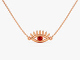 Evil Eye Garnet Necklace in 14k Solid Gold