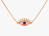 Evil Eye Amethyst Necklace in 14k Solid Gold