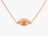 Evil Eye Citrine Necklace in 14k Solid Gold