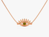 Evil Eye Peridot Necklace in 14k Solid Gold