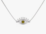 Evil Eye Peridot Necklace in 14k Solid Gold