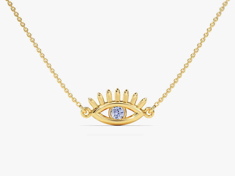 Evil Eye Alexandrite Necklace in 14k Solid Gold