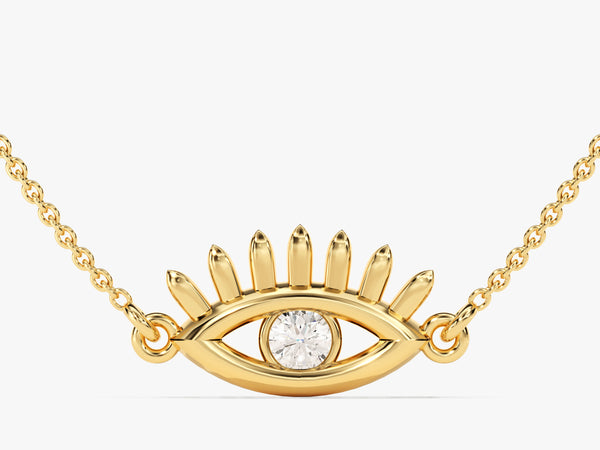Evil Eye Solitaire Diamond Pendant Necklace
