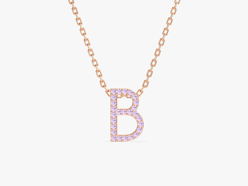 Alexandrite Letter Necklace in 14k Solid Gold