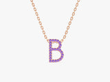 Amethyst Letter Necklace in 14k Solid Gold