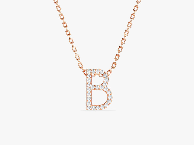 Diamond Birthstone Letter Necklace in 14k Solid Gold