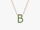Emerald Letter Necklace in 14k Solid Gold