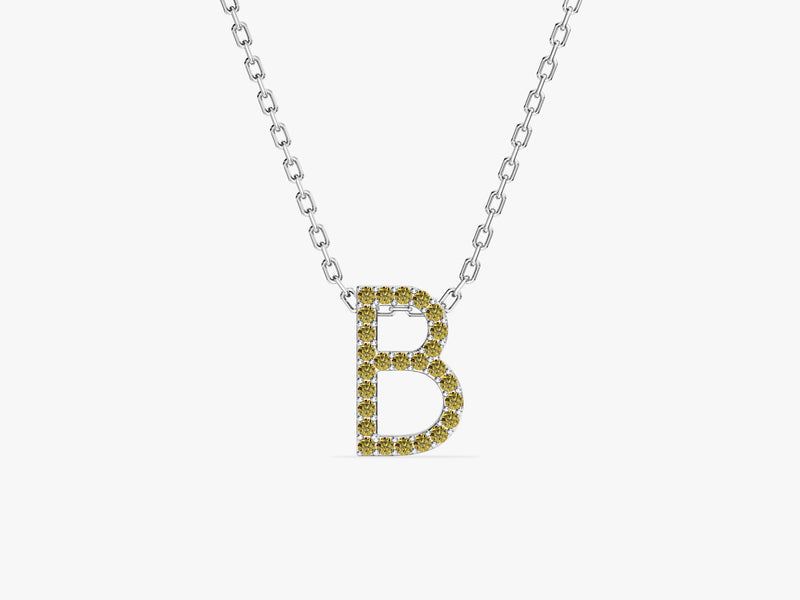 Peridot Letter Necklace in 14k Solid Gold
