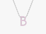 Pink Tourmaline Letter Necklace in 14k Solid Gold