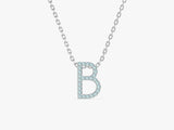 Aquamarine Letter Necklace in 14k Solid Gold