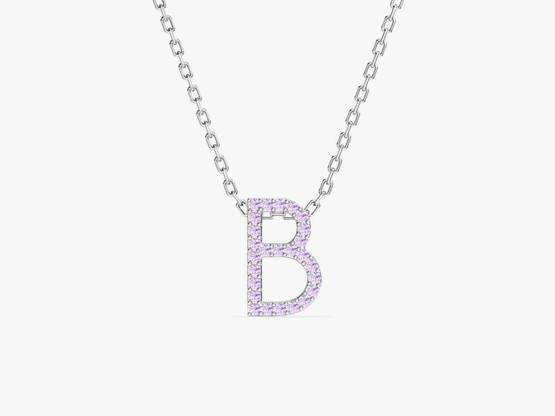 Alexandrite Letter Necklace in 14k Solid Gold