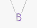Amethyst Letter Necklace in 14k Solid Gold