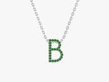 Emerald Letter Necklace in 14k Solid Gold