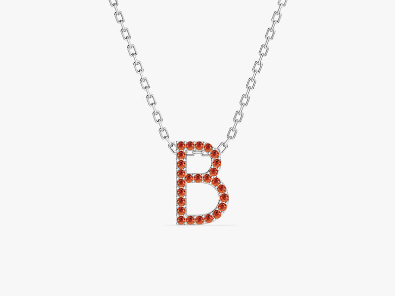 Garnet Letter Necklace in 14k Solid Gold