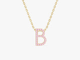 Pink Tourmaline Letter Necklace in 14k Solid Gold