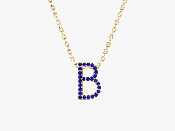 Sapphire Letter Necklace in 14k Solid Gold