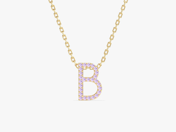 Alexandrite Letter Necklace in 14k Solid Gold