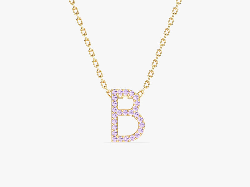 Alexandrite Letter Necklace in 14k Solid Gold