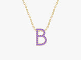 Amethyst Letter Necklace in 14k Solid Gold