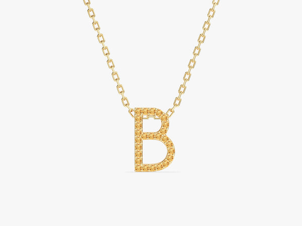 Citrine Letter Necklace in 14k Solid Gold