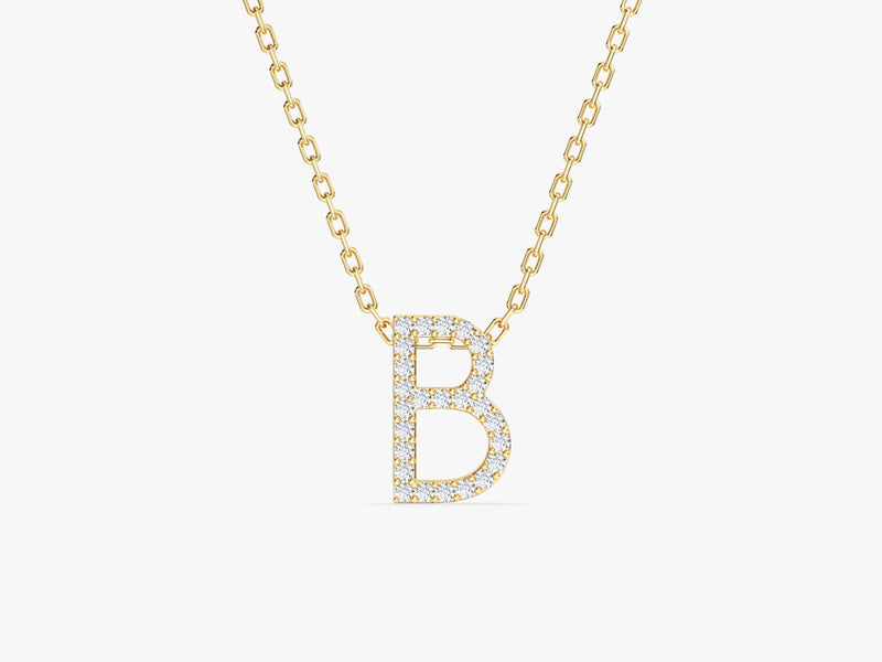 Diamond Birthstone Letter Necklace in 14k Solid Gold