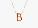 Garnet Letter Necklace in 14k Solid Gold