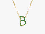 Emerald Letter Necklace in 14k Solid Gold