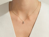 Pink Tourmaline Letter Necklace in 14k Solid Gold