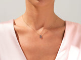 Blue Topaz Letter Necklace in 14k Solid Gold