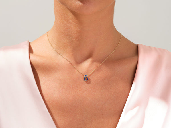 Alexandrite Letter Necklace in 14k Solid Gold